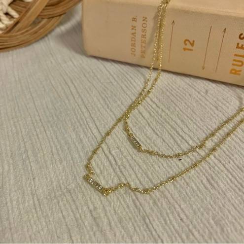 American Vintage Gold Bar “Leontine” Minimalist Gold Tone Chain Necklace Simple Classy Elegant Style
