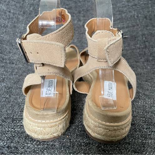 Steve Madden  Gabi Espadrille Platform Sandal Tan Suede Women’s Size 8.5