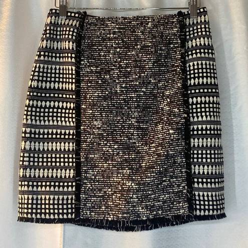 The Loft  Outlet NWT black white Geometric Textured print Skirt women sz 2