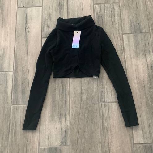 Nasty Gal  black long sleeve crop top