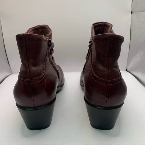 Earth Origins  Mallory Leather Booties 8.5M ankle heel burgundy