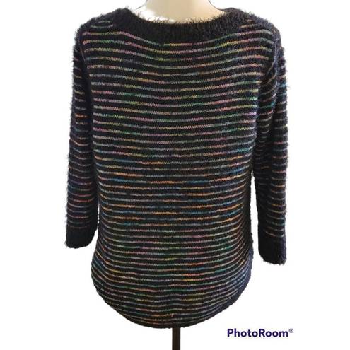 John Paul Richard  Petite Medium Super Soft 3/4 Sleeve Striped Sweater