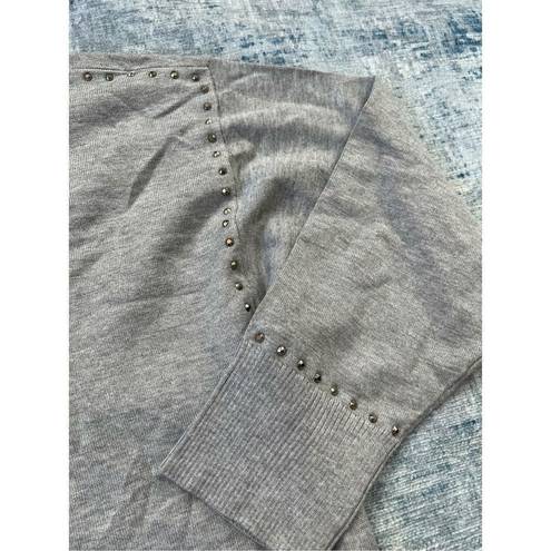 DKNY NWT!  Gray Studded Crew Neck Pullover Sweater XL