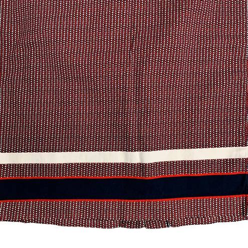 Tommy Hilfiger  Mini Pencil Skirt 6 Red Chevron Stripe Stretch Zip Kick Pleat