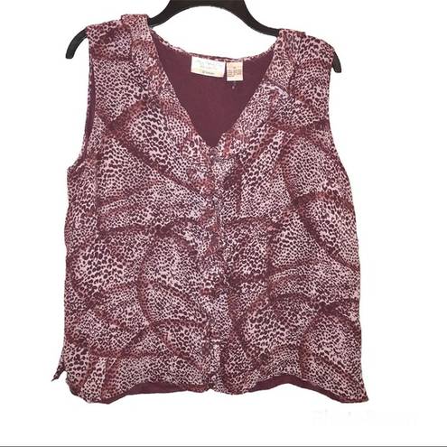 Krass&co New York City Design  100% Silk Animal Print Sleeveless Blouse Purple 1X