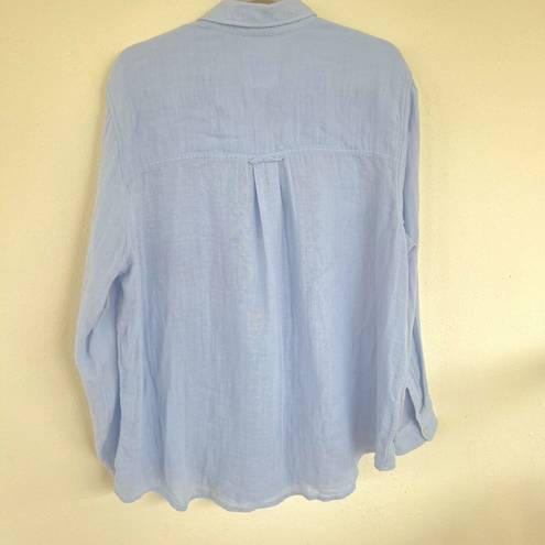 Rails  Ellis Gauze Button-Up Shirt Top X-Large blue Long Sleeve $169