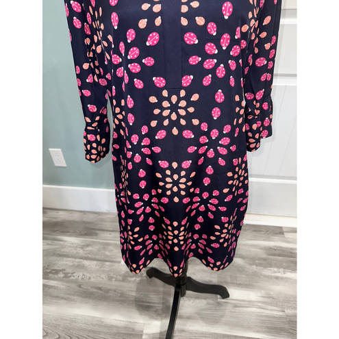 Crown & Ivy  navy/pink ladybug print button front dress size 4P