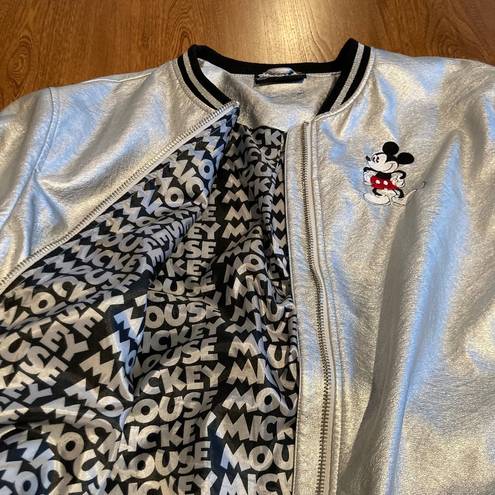 Disney  | Mickey Mouse Metallic Faux Leather Bomber Jacket | Size XXL