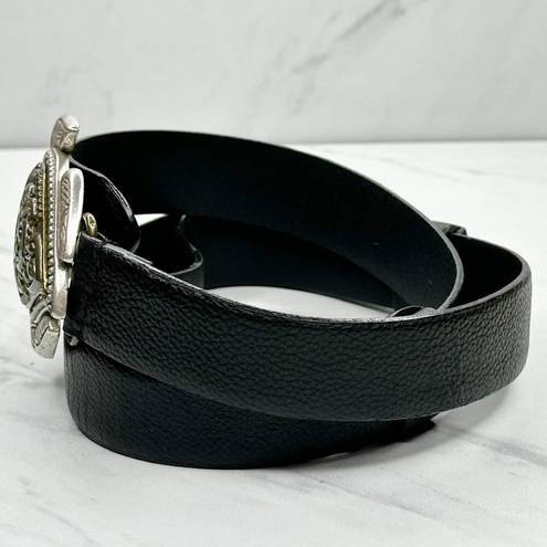 Chico's  Vintage Black Genuine Leather Turtle Buckle Belt Size Medium M Large L