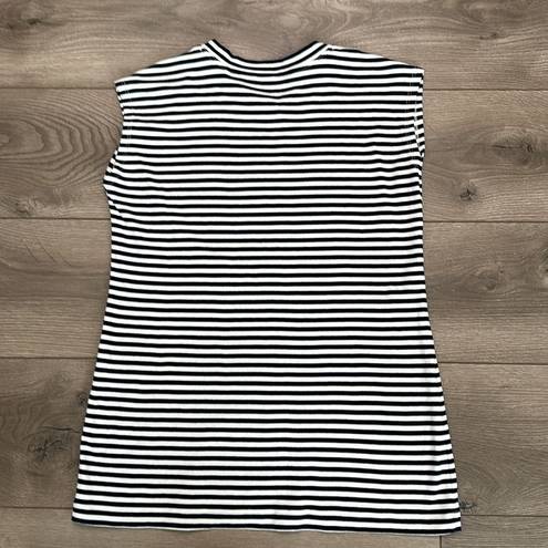 MM.LaFleur MM Lafluer The Alina T-Shirt Black And White Striped Pima Cotton Tank Top Medium