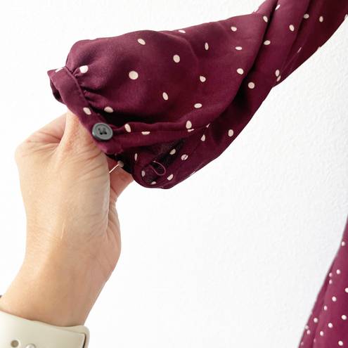 Loft Maroon Polka Dot Wrap Dress