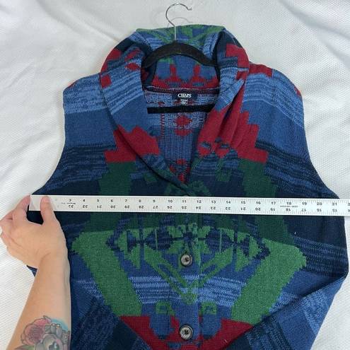 CHAPS Vintage  Aztec Southwest Print Button Up Sweater Vest