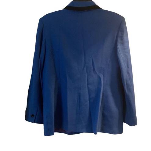 Oleg Cassini NEW Women’s  Blue Black Trim Button Up Jacket Size 14