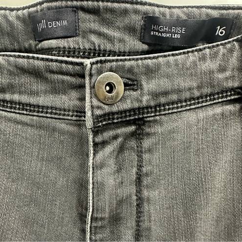 J.Jill  Gray Denim High Rise Straight Leg Classic 5 Pocket Jeans Women’s 16