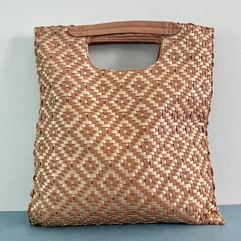 Anthropologie Deux Lux Cara Foldover Braided Tan Metallic Woven Clutch