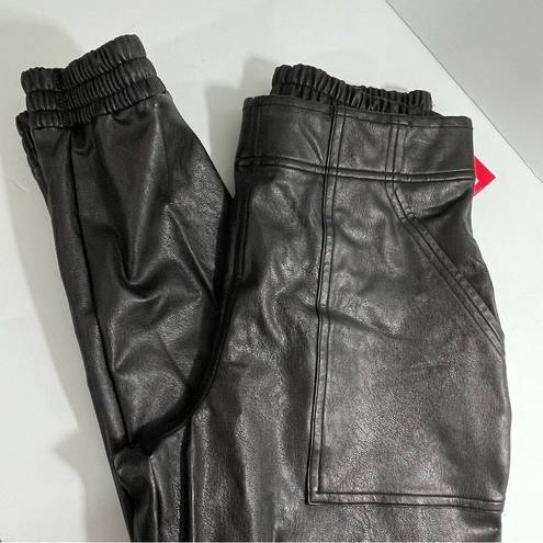 Spanx NWT  Leather Like Faux Leather Noir Black Jogger Pants Size Small