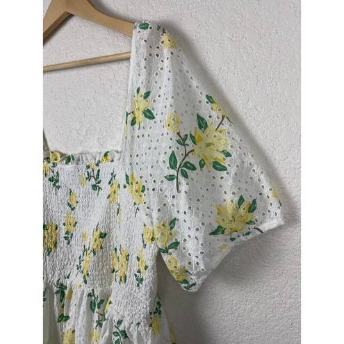 Draper James  Womens Dress Size 2X White Yellow Floral Boho Garden Party Girly