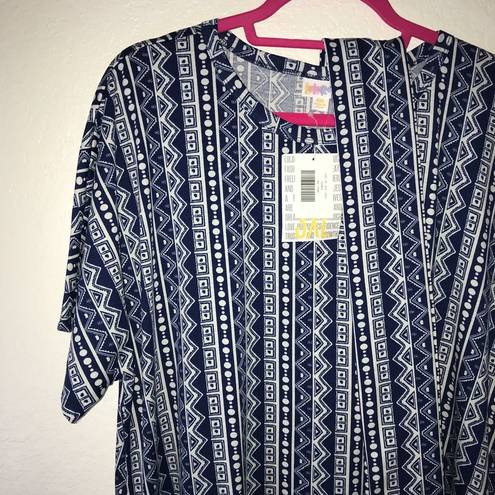 LuLaRoe  Dress Aztec Marly Dress 3X BNWT Vertical Pattern Blue White w/ Sash