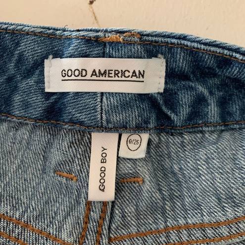 Good American Women’s 0/25  Good Boy Blue194 Distressed Boyfriend Jeans