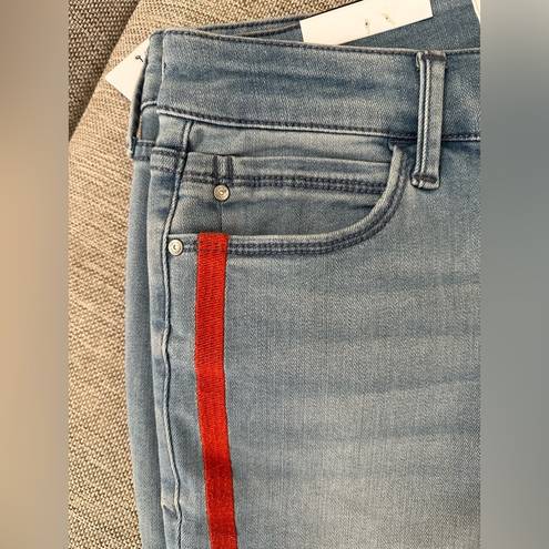 Skinny Girl NWT  Red Embroidered Stripe Jeans 27