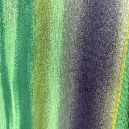 Coldwater Creek Coldwater‎ Creek Midi Skirt M Striped Pintuck Multicolor Green Purple Retro New