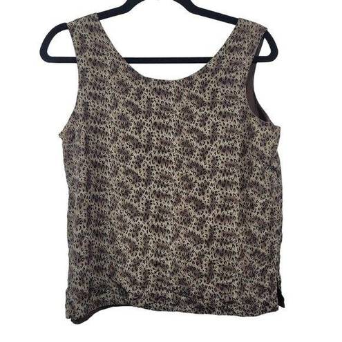 Allison Taylor  Womens Size S Vintage 100% Silk Reversible Tank Top Brown Leopard