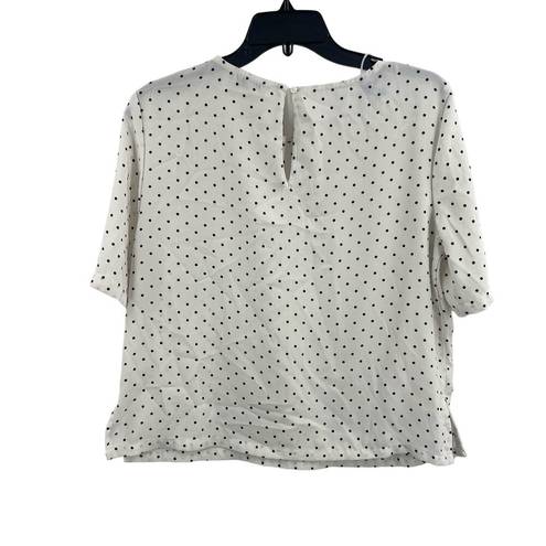 Dalia Collection Dalia White Short Sleeve Dot Blouse Size Medium