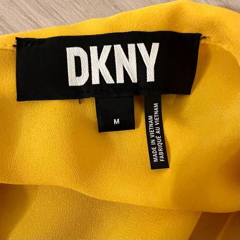 DKNY Yellow Bow Tie Work Top Preppy