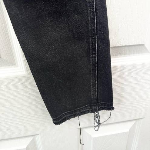 Gap  Denim Washed Black Vintage High Rise Slim Jeans Open Raw Ankle Hem 28 Short