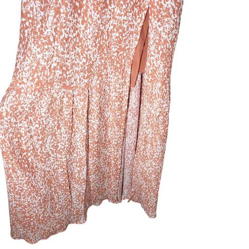 Abercrombie & Fitch Tall Ruched Crinkle Front Slit Maxi Dress in Coral