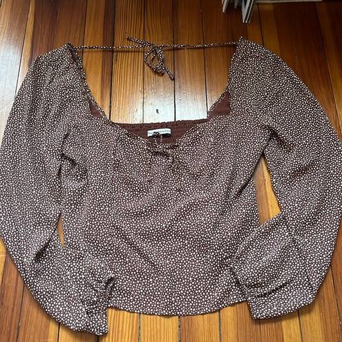 Abercrombie & Fitch  Brown Polka Dot Blouse Sz M