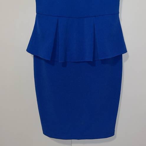 Bisou Bisou NWT  Royal Blue Sleeveless Peplum Dress Bodycon Stretchy Knit Women 8