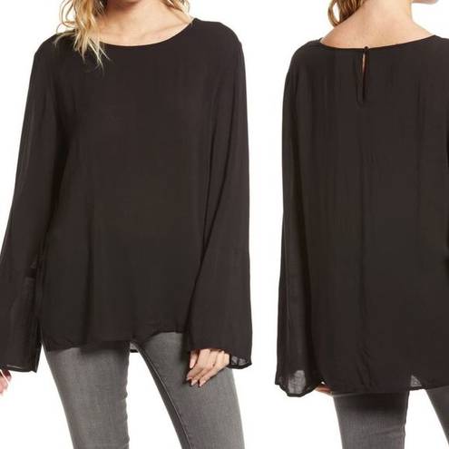 Treasure & Bond Treasure Bond Blouse Medium Soft Black Bell Long Sleeve Business Casual Top NWT