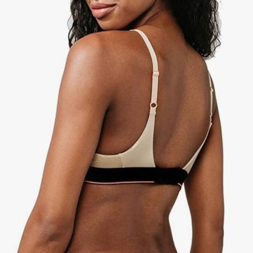 Twisted Stance Women's Solid  Triangle Bralette Bra Top Gold Metallic Sporty