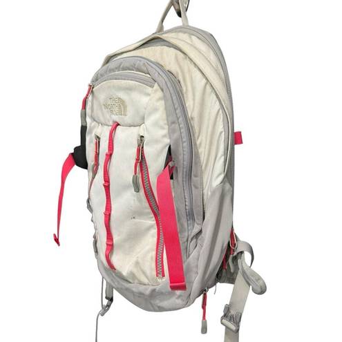 The North Face TNF  Surge II Daypack Backpack White Outdoor Hiking Holds Laptop