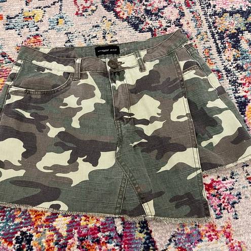 Mustard Seed Camo Asymmetrical Denim Skort from  size medium frayed shorts NWOT