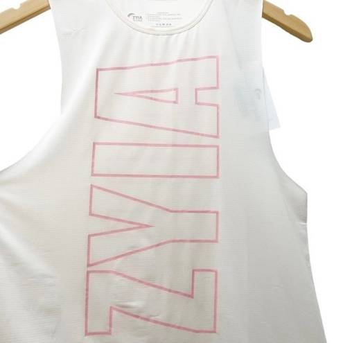 Zyia NWT  Hot Pink Ivory Blush Spell-Out Athlete Tank Muscle Top Women's Sz Small