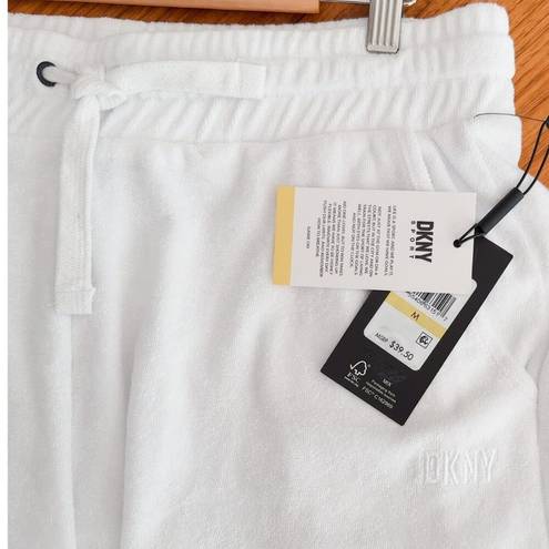 DKNY  Sport Women's White Towel Terry Cloth Drawstring Shorts Size M