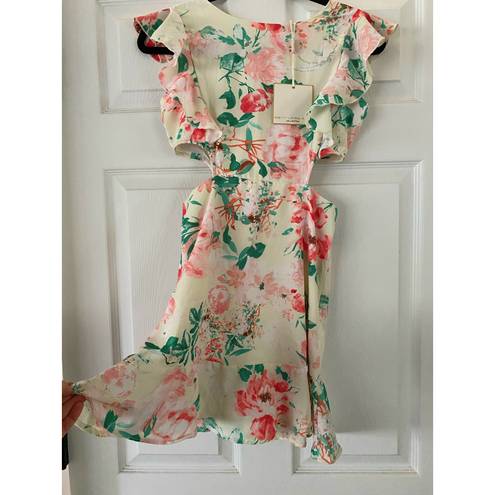 Pretty Little Thing Floral Cut Out Mini Dress 