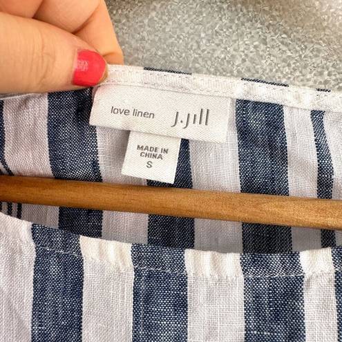 J.Jill  Tank Womens Size Small Linen Striped Blue Boxy Lagenlook Boho Minimalist