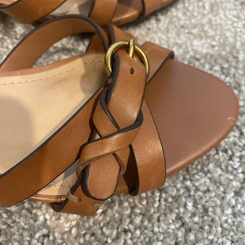 Gibson Latimer  Gianna Brown Leather Kitten Heel Sandals