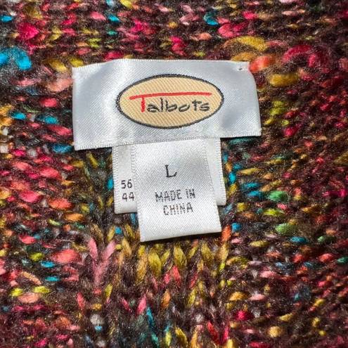 Talbots  Womens Chunky Cable Knit Wool Blend Cardigan Sweater Pink Large EUC