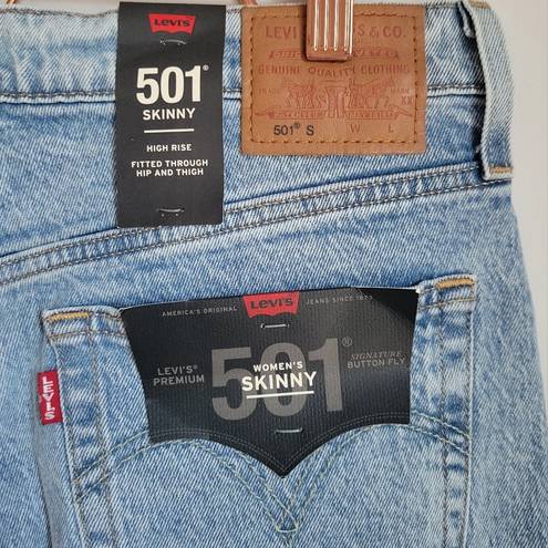 Levi’s Levi's, New, 501 High Rise Skinny Tango Light Wash Button Fly Blue Jeans, 30