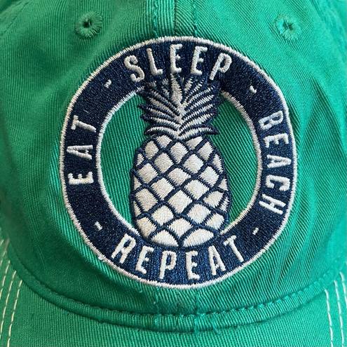 Simply Southern  Eat Sleep Beach Repeat Pineapple Baseball Cap Green Blue One Sz