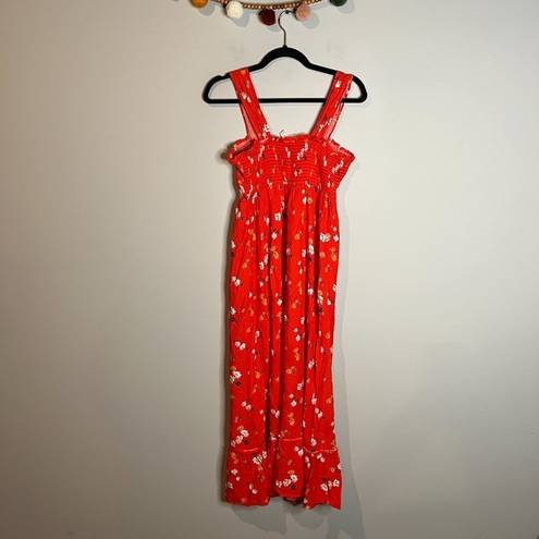 Isabel Maternity 🌺  red smocked floral maxi dress