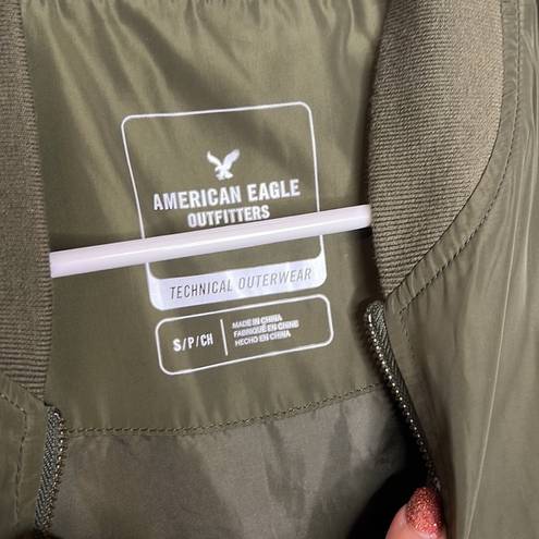 American Eagle  Army Green Nylon Bomber Jacket