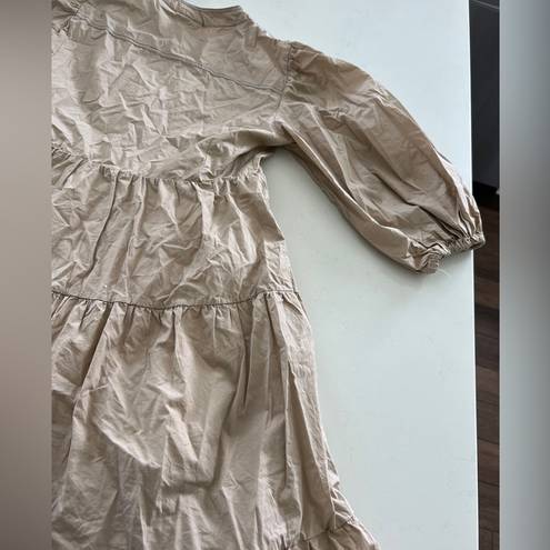Anthropologie  Beige Ruffled Tunic Dress