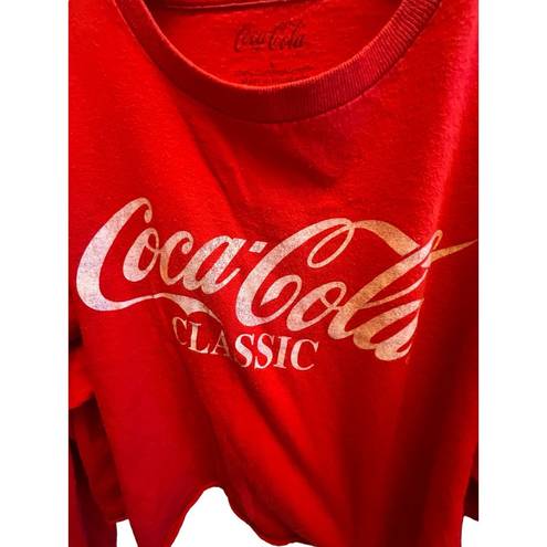 Coca-Cola Vintage‎  Classic Red & White 100% Cotton Cropped Long Sleeve T-Shirt