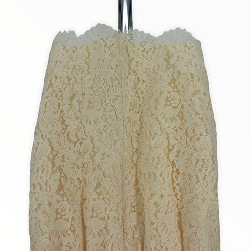 Shoshanna  Cream Eyelash Lace A-Line Sleeveless V Neck Dress with Pockets size 2