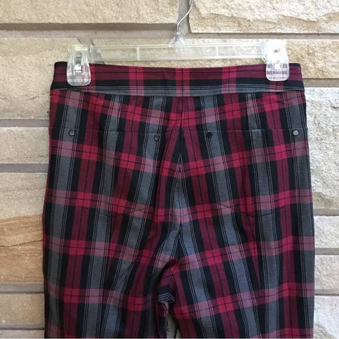 Alexander Wang T by  Grey and Red Plaid Fitted Zip Leggings Pants Size 2